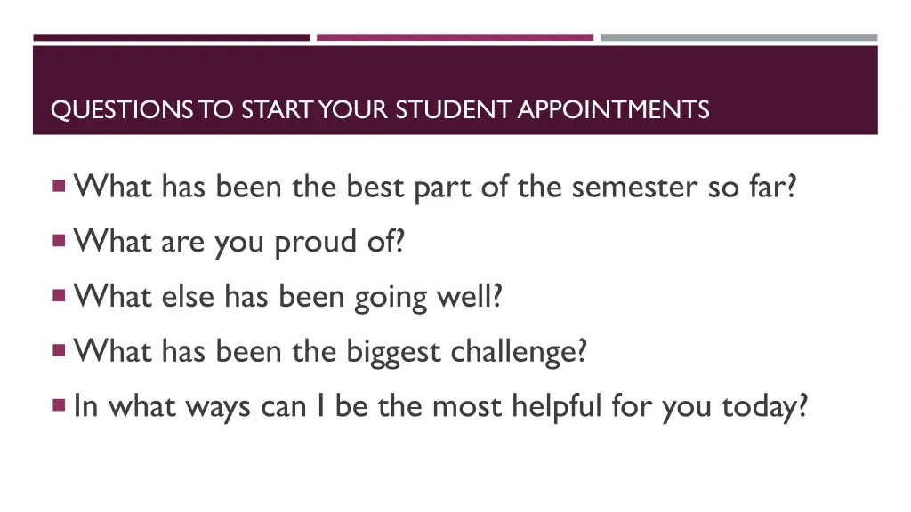 questions to start your student appointments