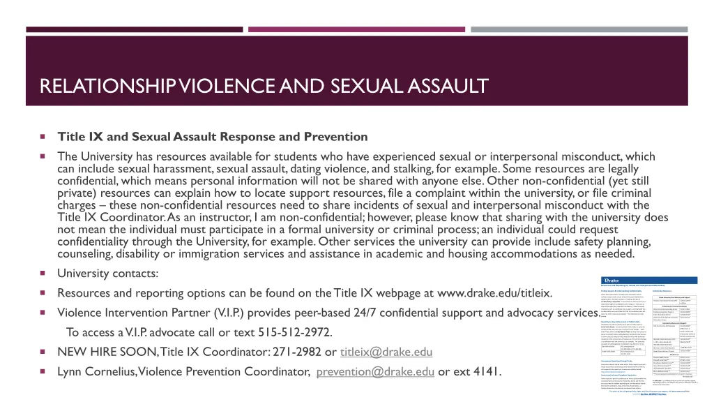 relationship violence and sexual assault