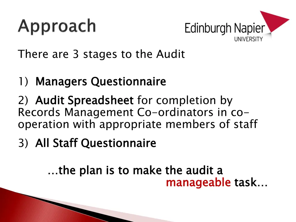 there are 3 stages to the audit