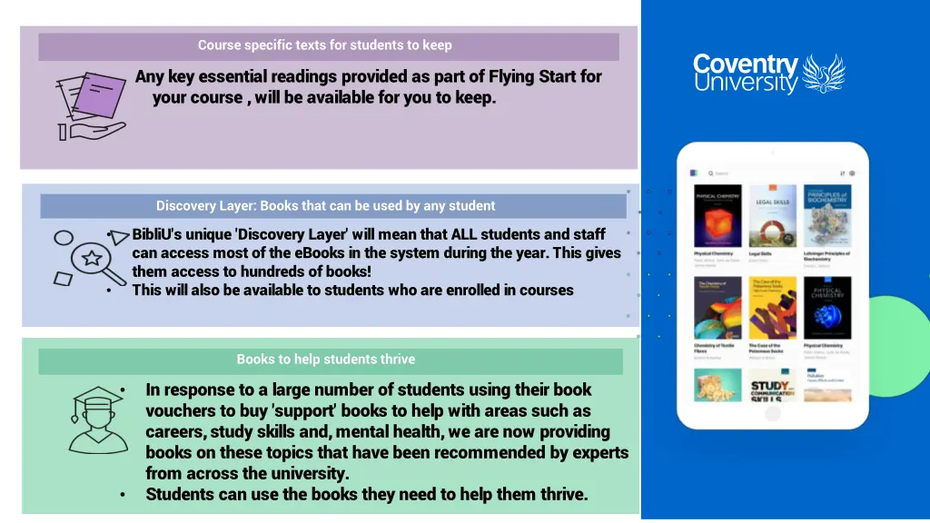 course specific texts for students to keep