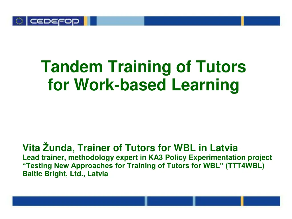 tandem training of tutors for work based learning