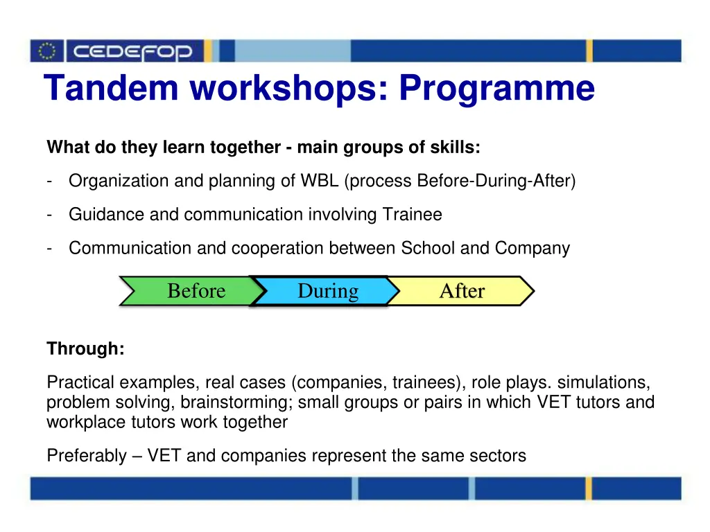 tandem workshops programme