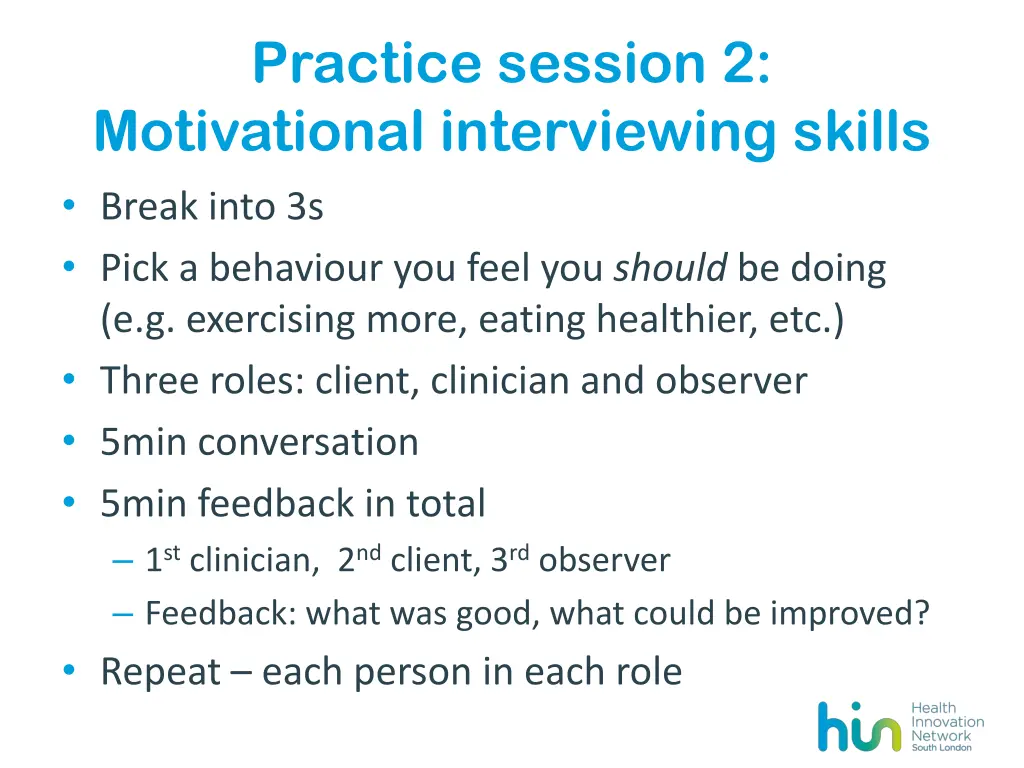 practice session 2 motivational interviewing