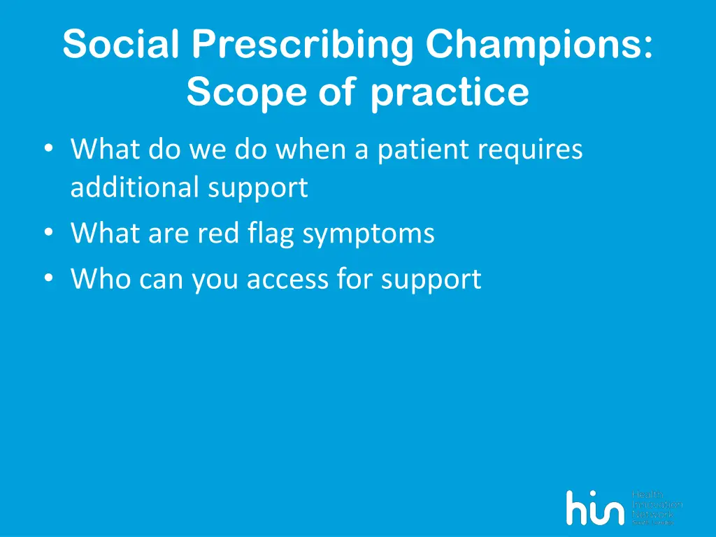 social prescribing champions scope of practice