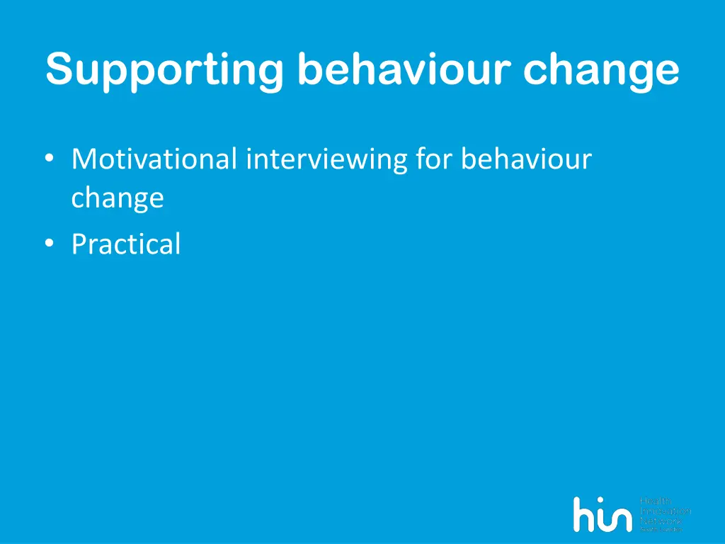 supporting behaviour change