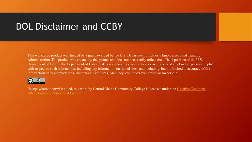 dol disclaimer and ccby