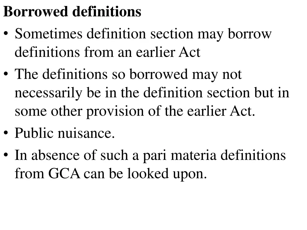 borrowed definitions sometimes definition section