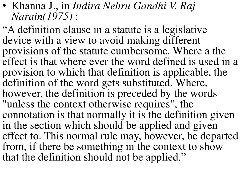 khanna j in indira nehru gandhi v raj narain 1975