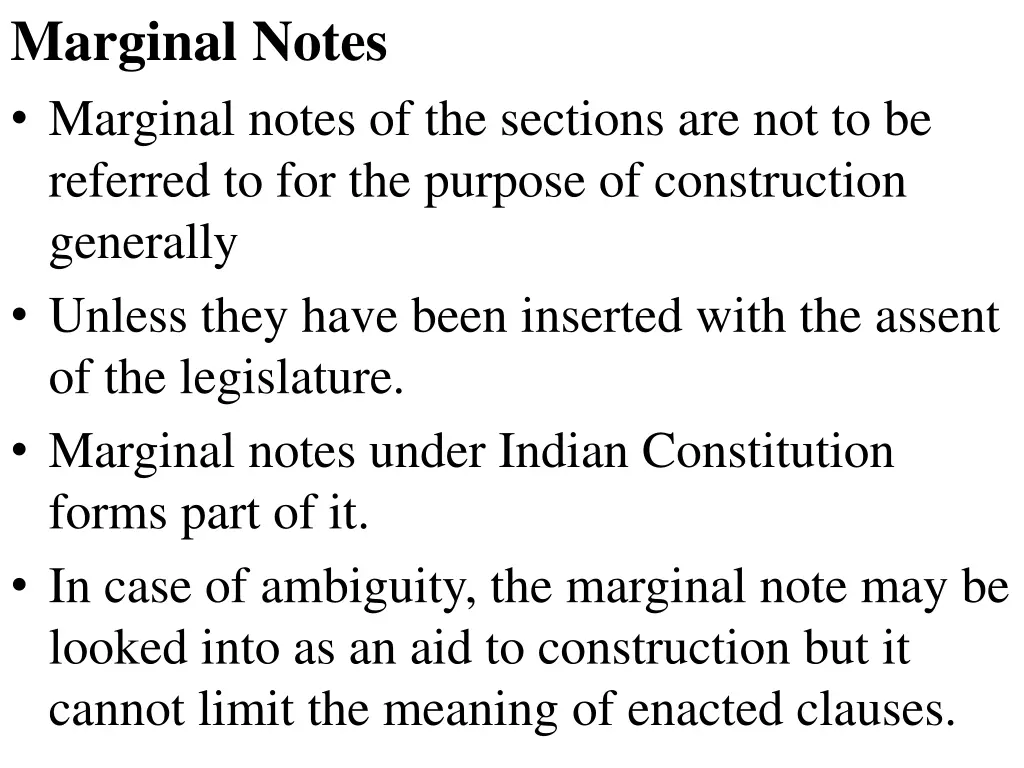 marginal notes marginal notes of the sections