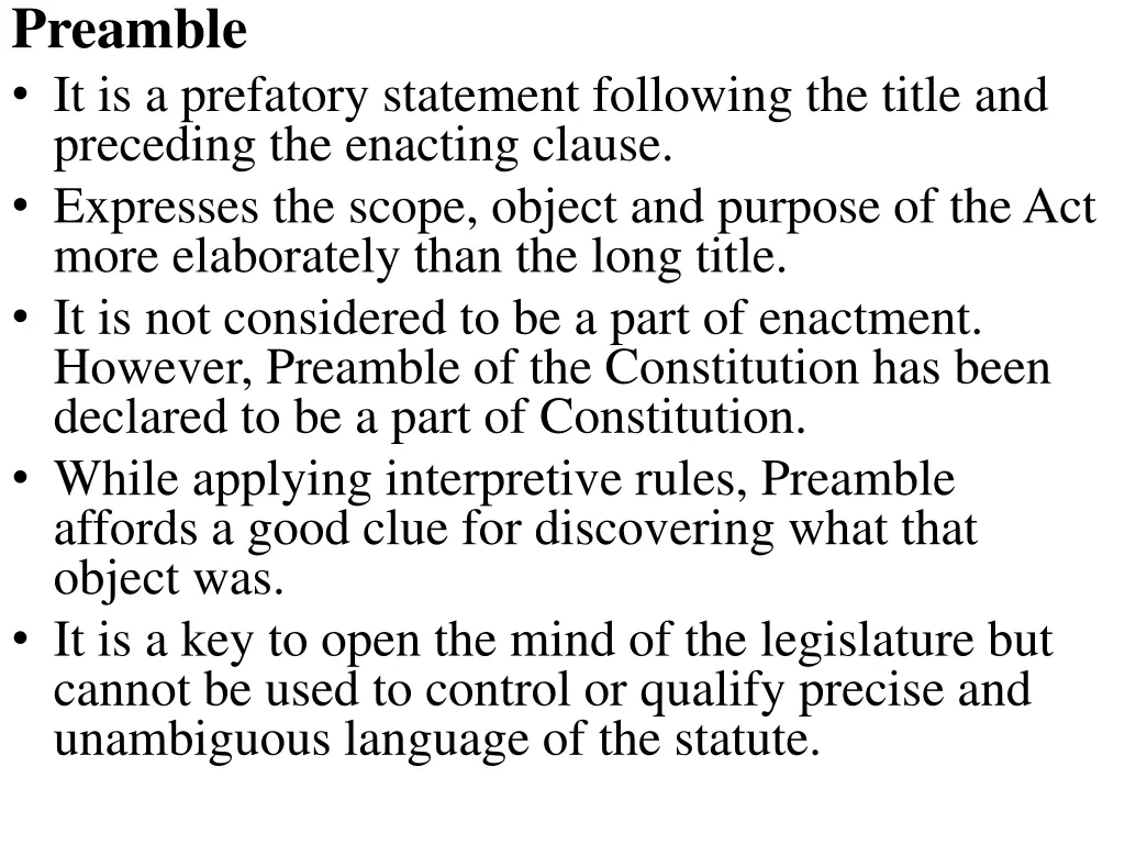 preamble it is a prefatory statement following