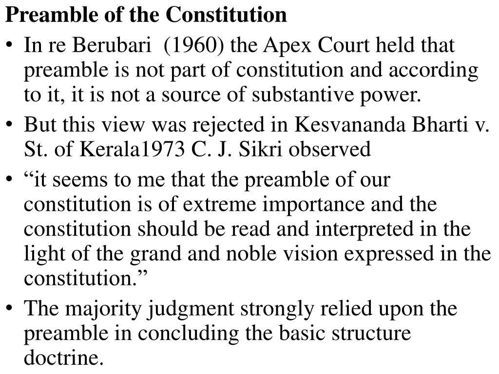 preamble of the constitution in re berubari 1960