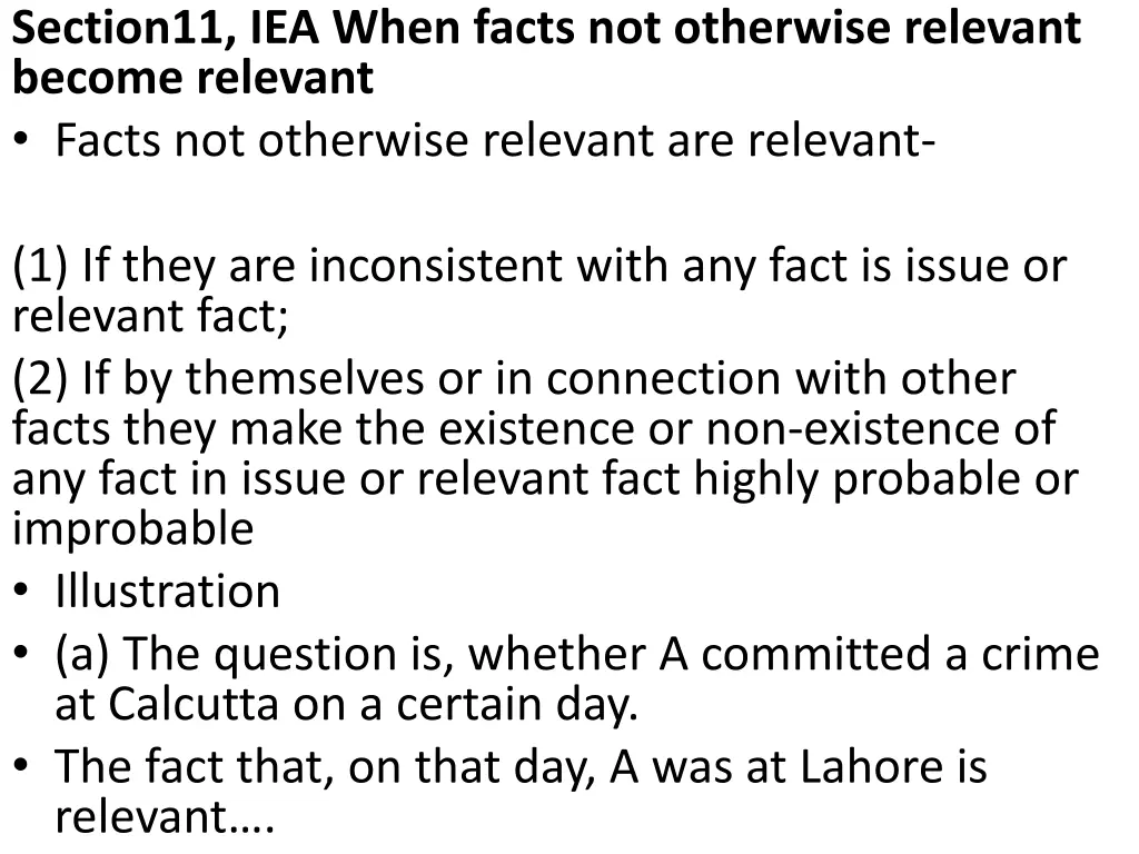 section11 iea when facts not otherwise relevant