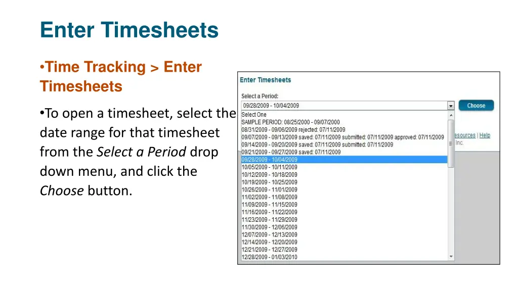 enter timesheets