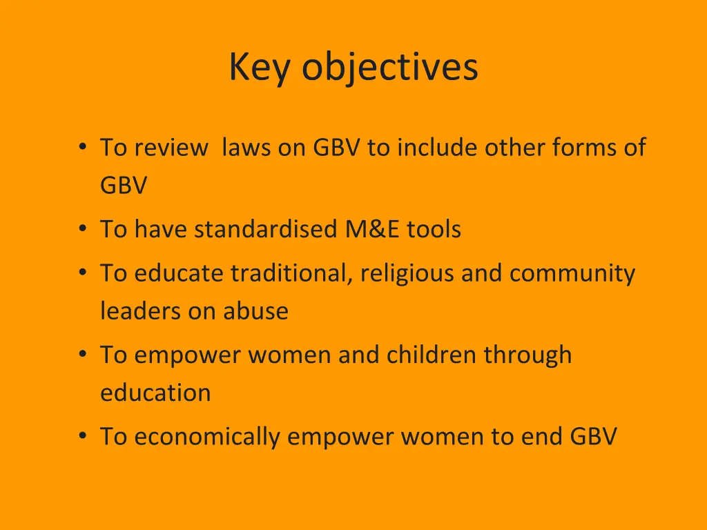 key objectives