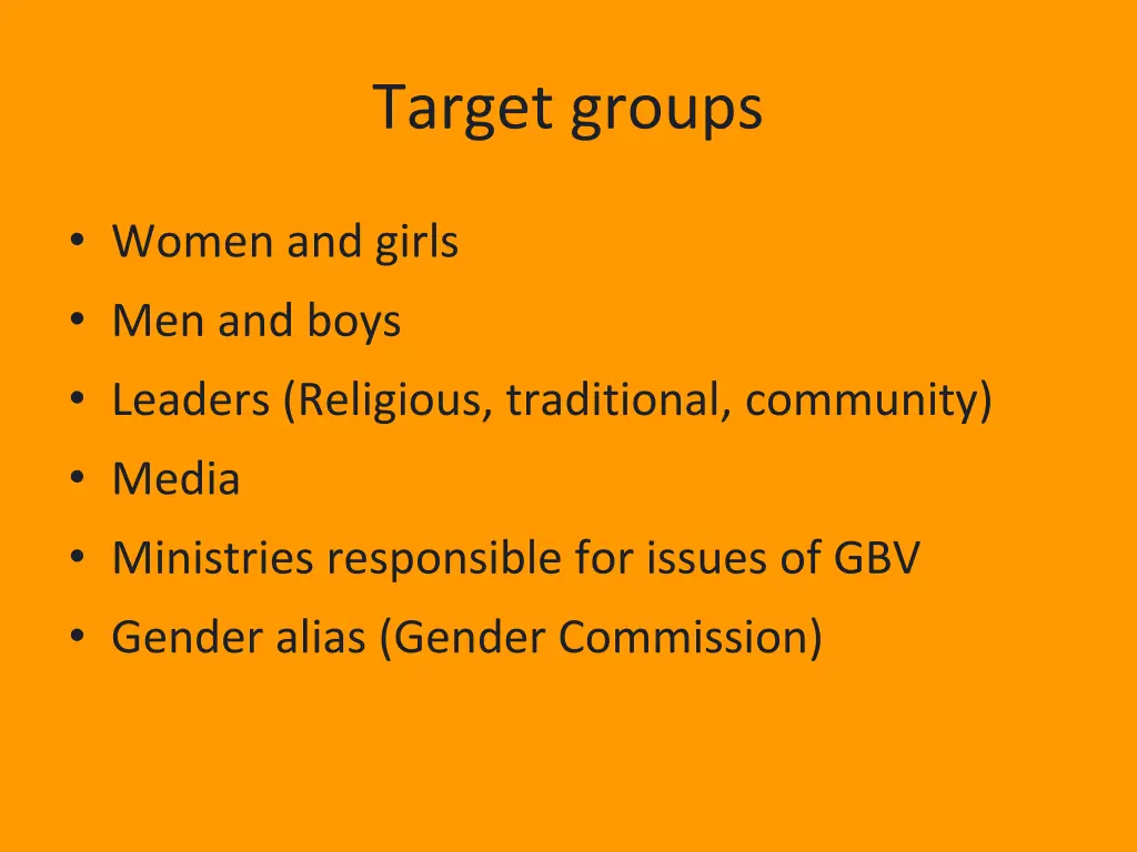 target groups