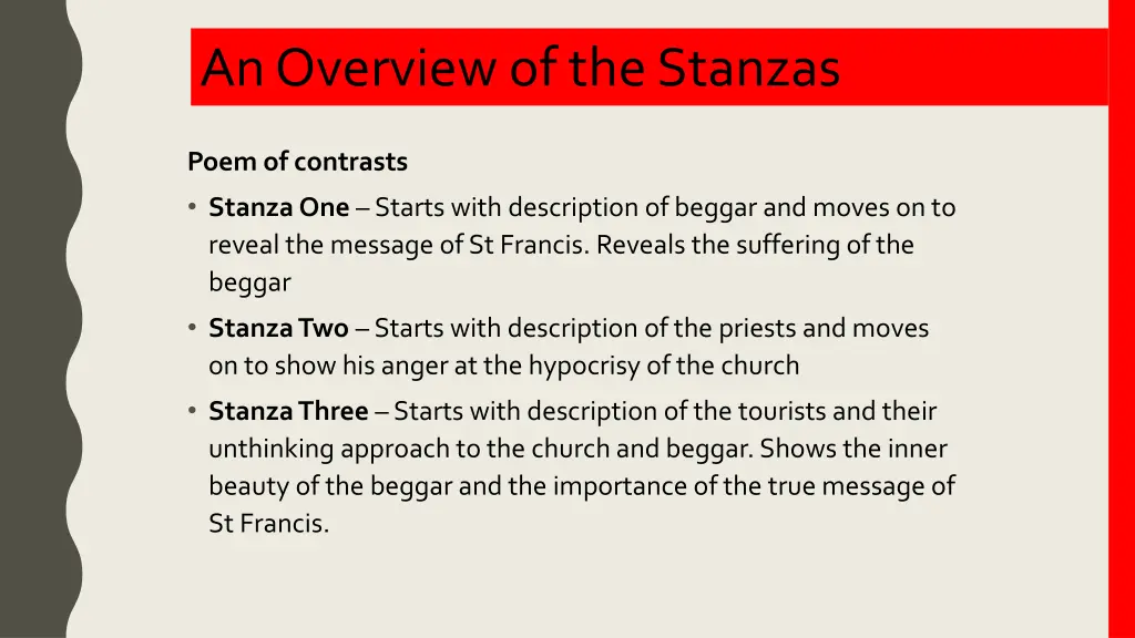 an overview of the stanzas