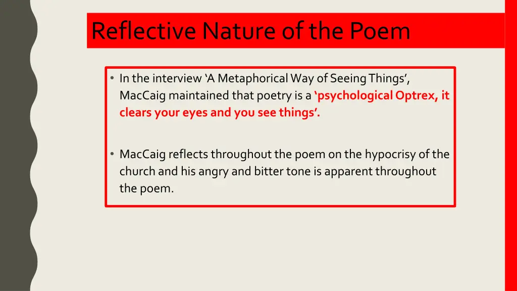 reflective nature of the poem