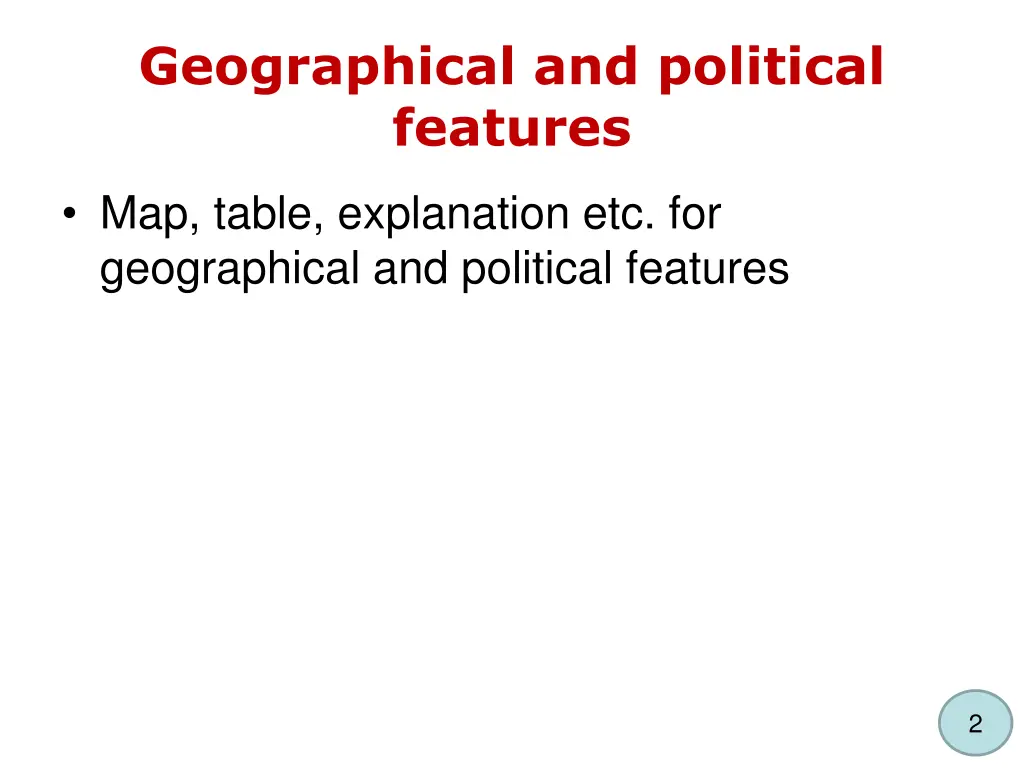 geographical and political features