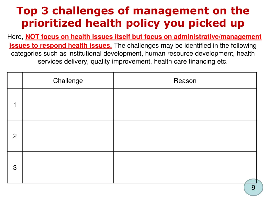 top 3 challenges of management on the prioritized