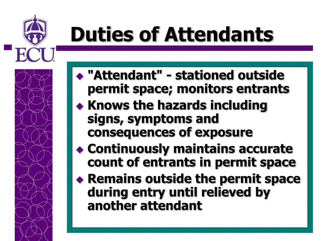 duties of attendants