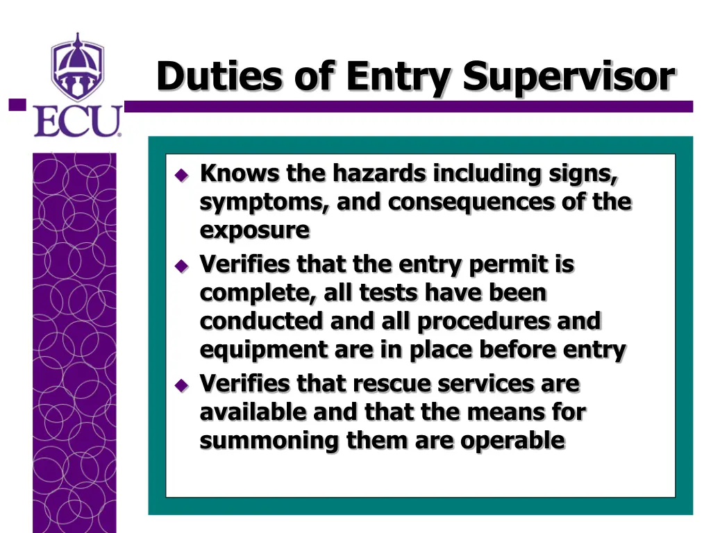 duties of entry supervisor 1