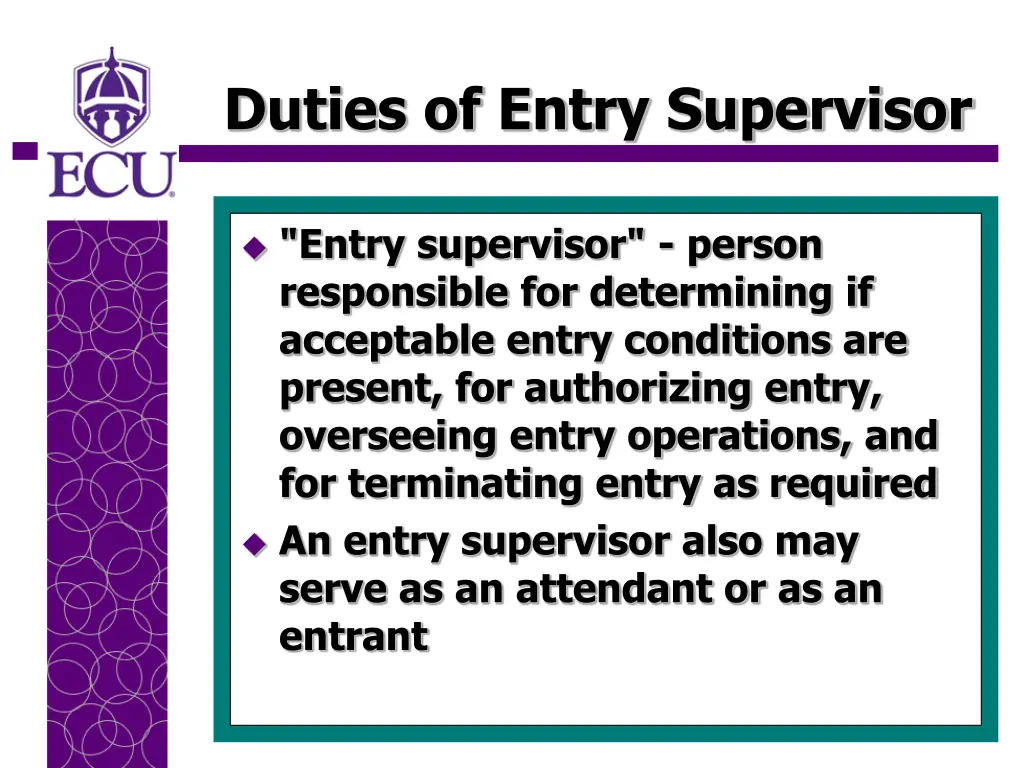 duties of entry supervisor