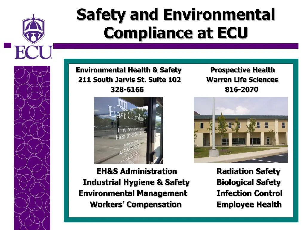 safety and environmental compliance at ecu