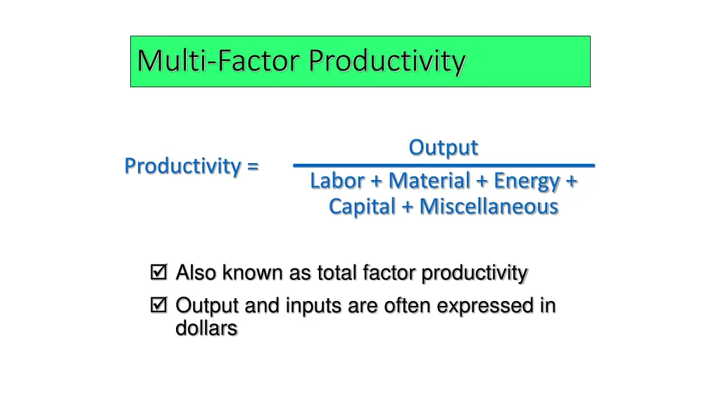 multi factor productivity