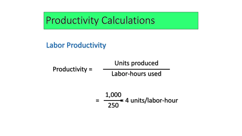 productivity calculations