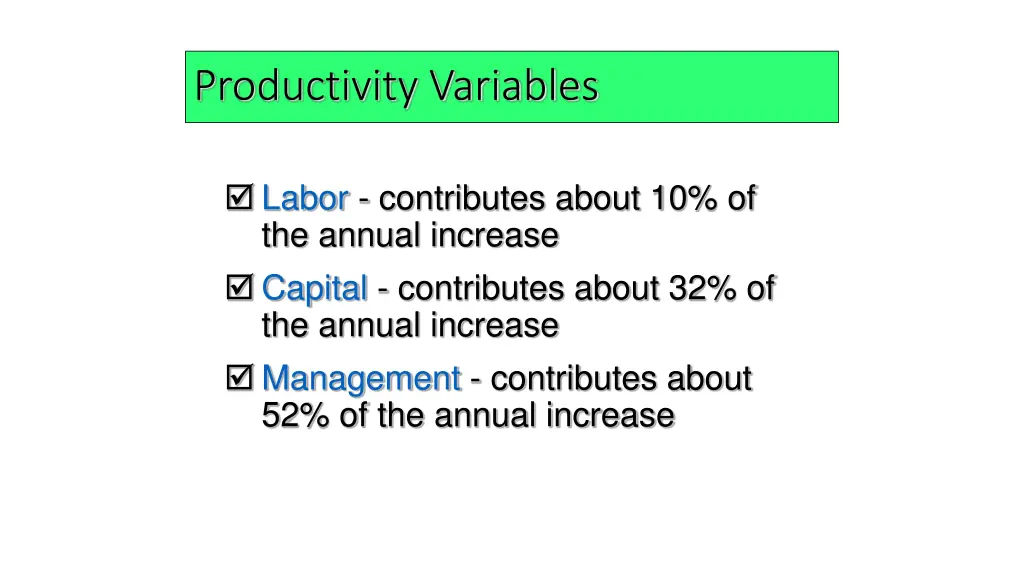 productivity variables