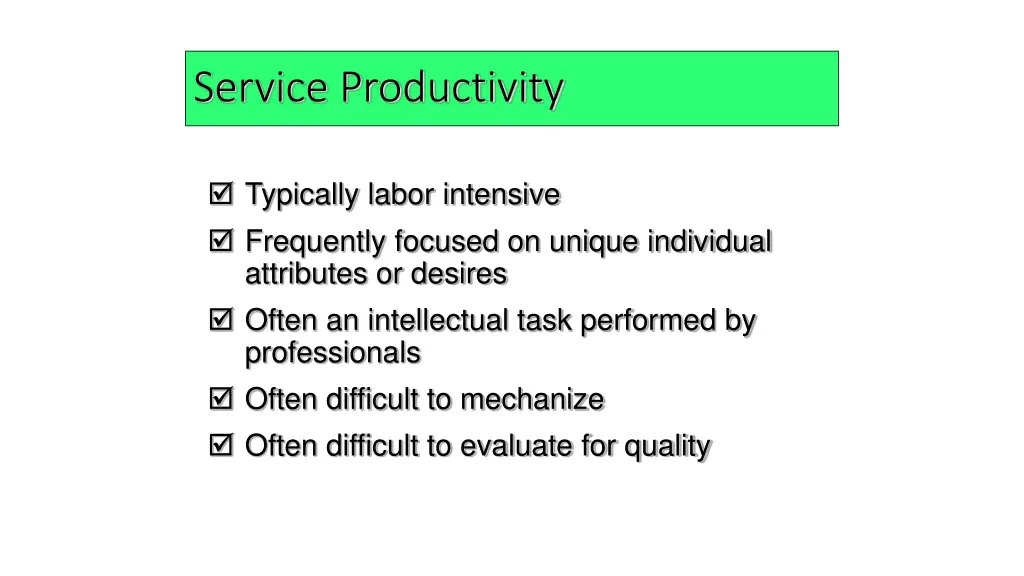 service productivity