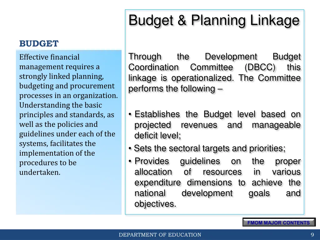 budget planning linkage