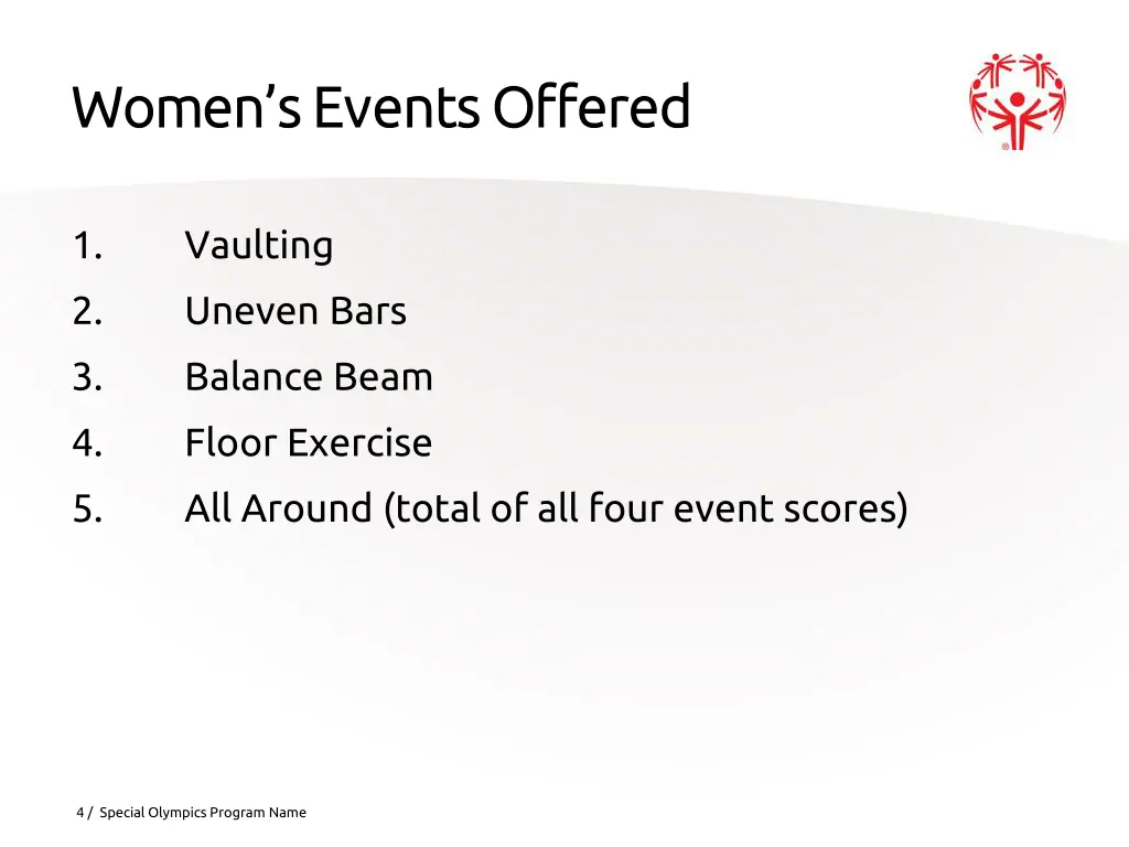 women s events offered women s events offered