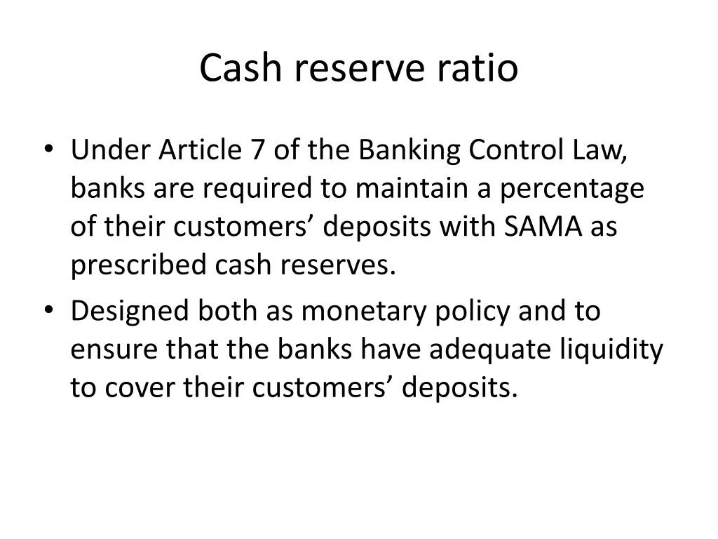 cash reserve ratio