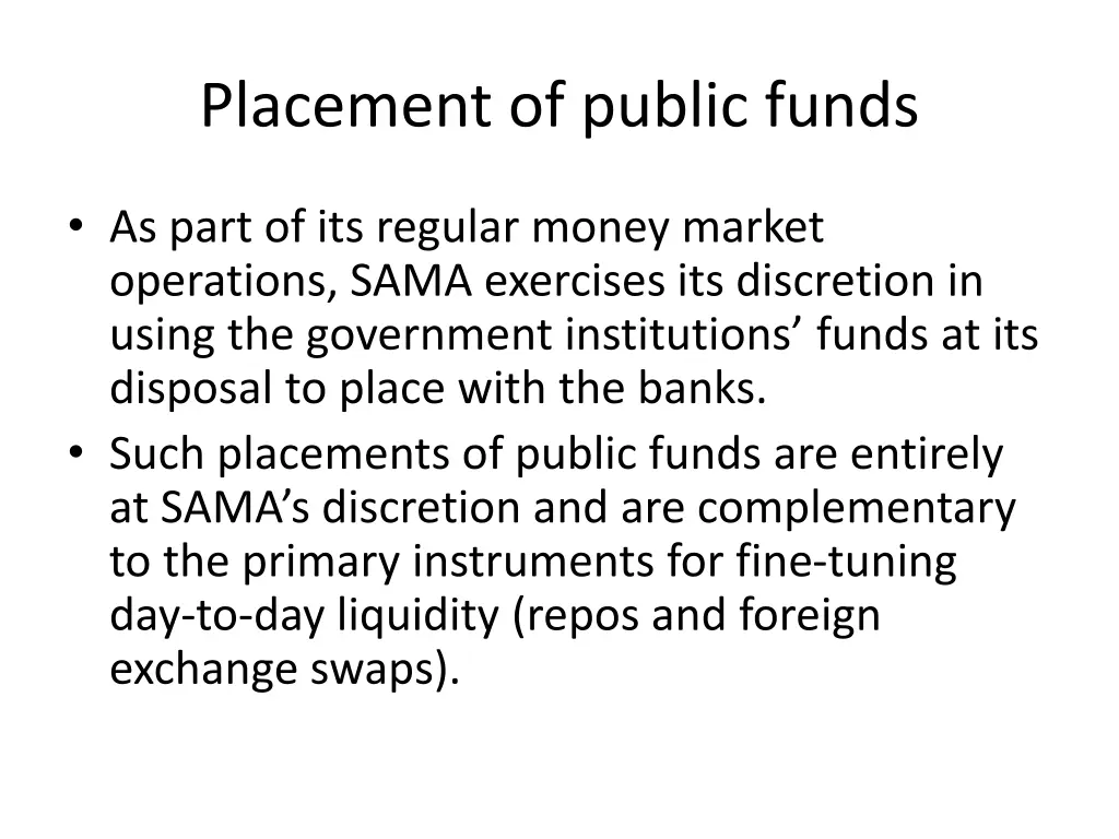 placement of public funds