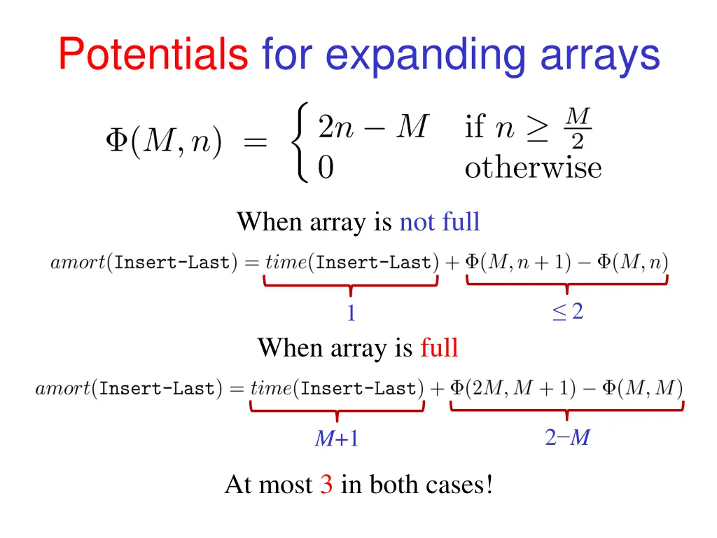 potentials for expanding arrays