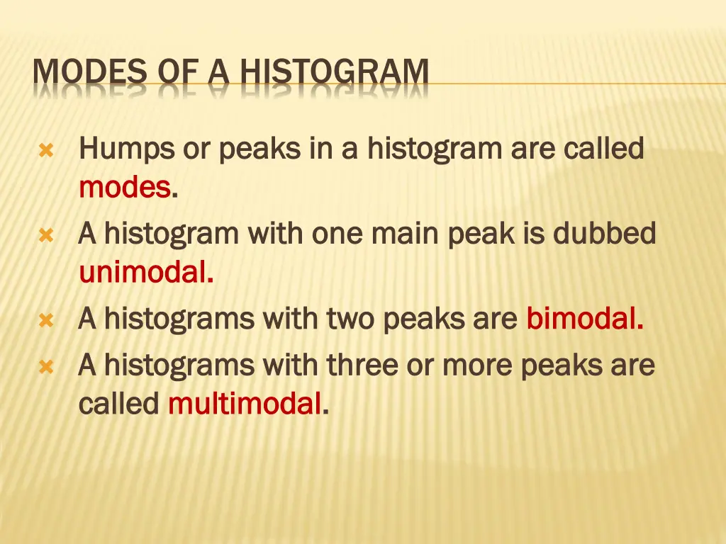 modes of a histogram