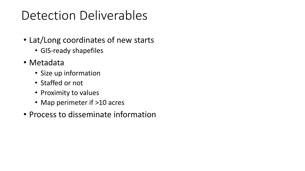 detection deliverables