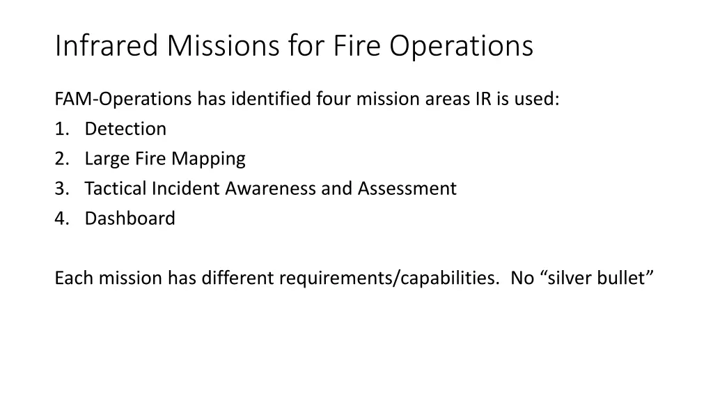 infrared missions for fire operations