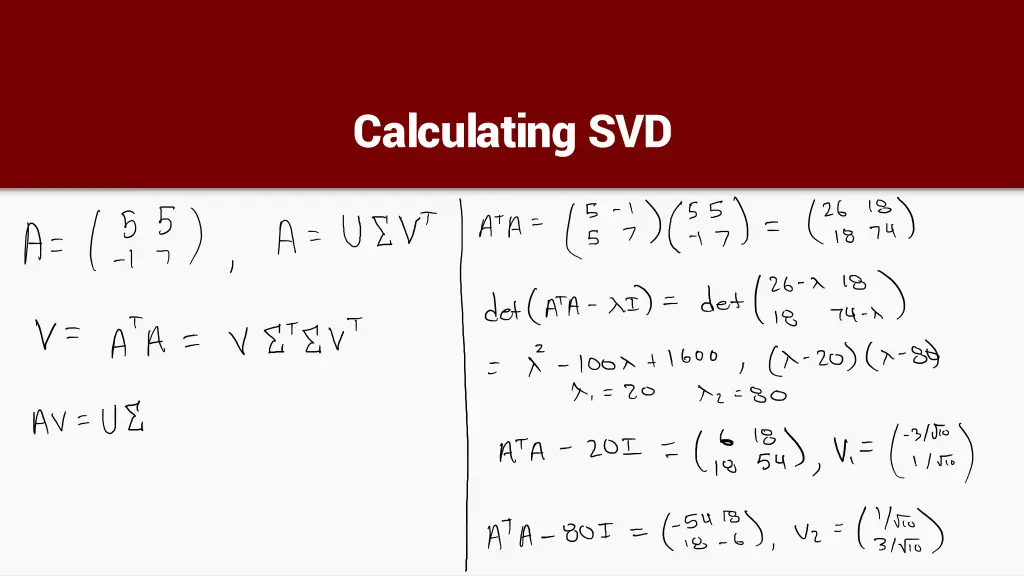 calculating svd