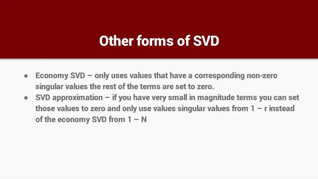 other forms of svd