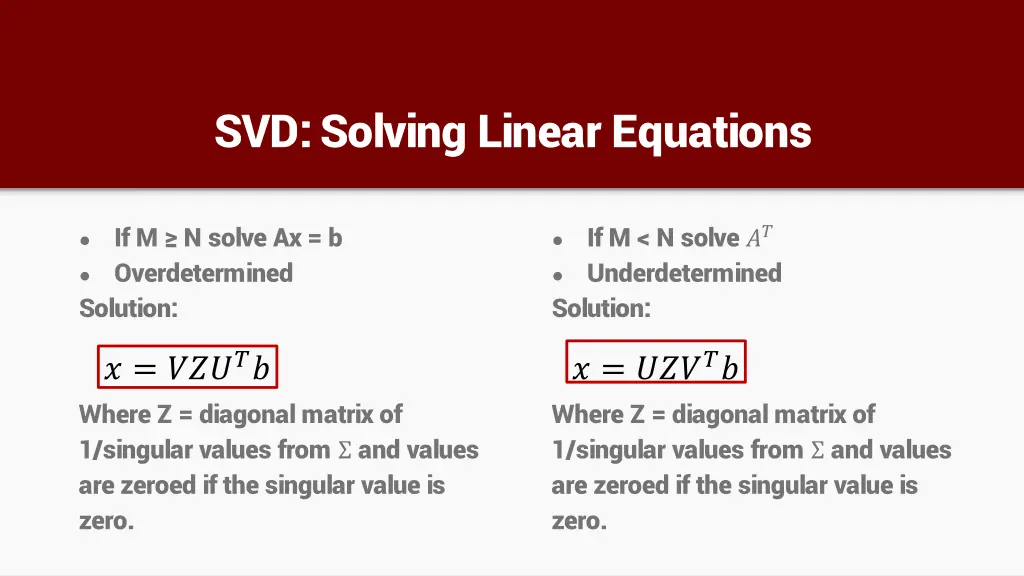 svd solving linear equations 1