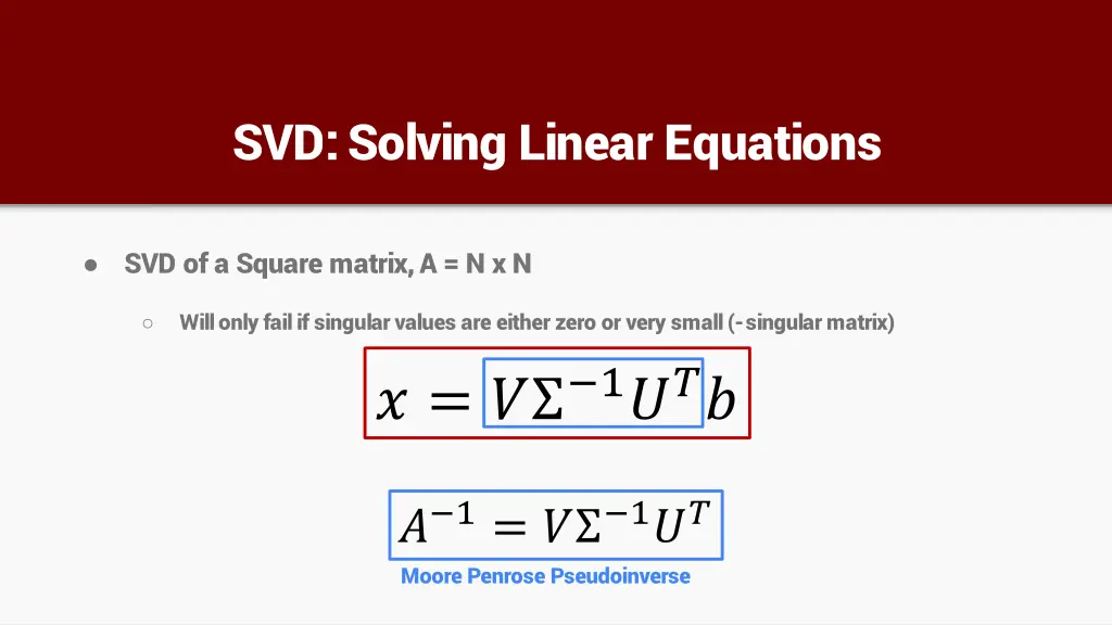 svd solving linear equations