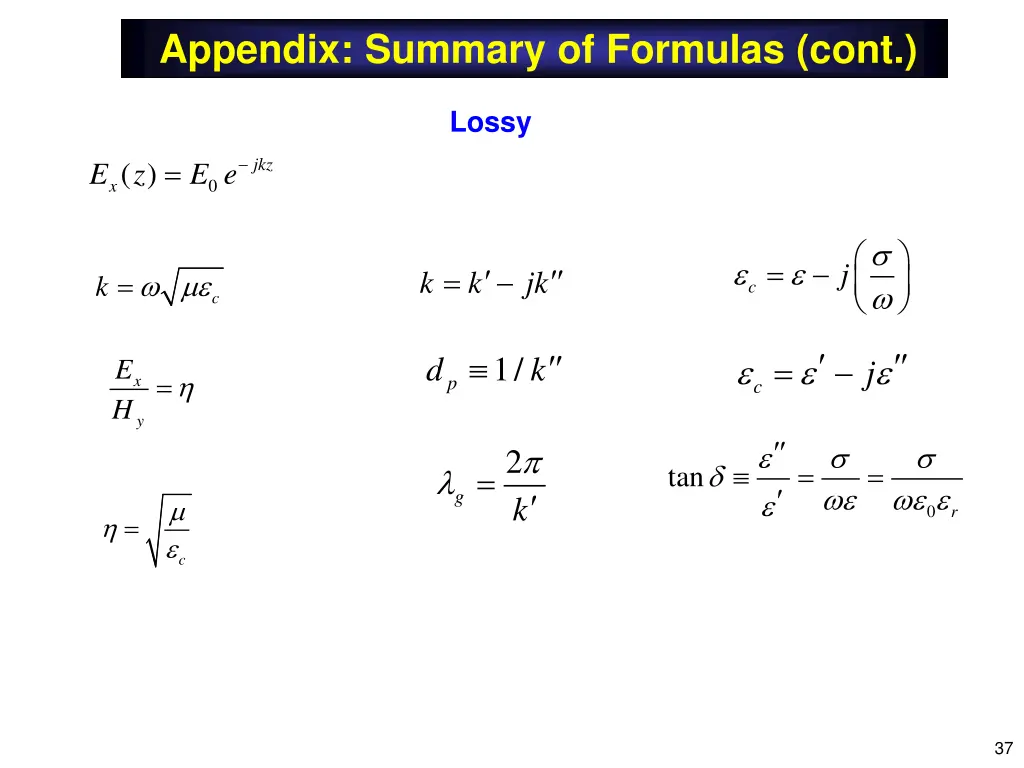 appendix summary of formulas cont