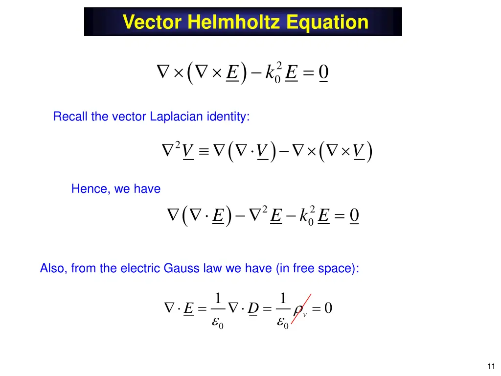 vector helmholtz equation