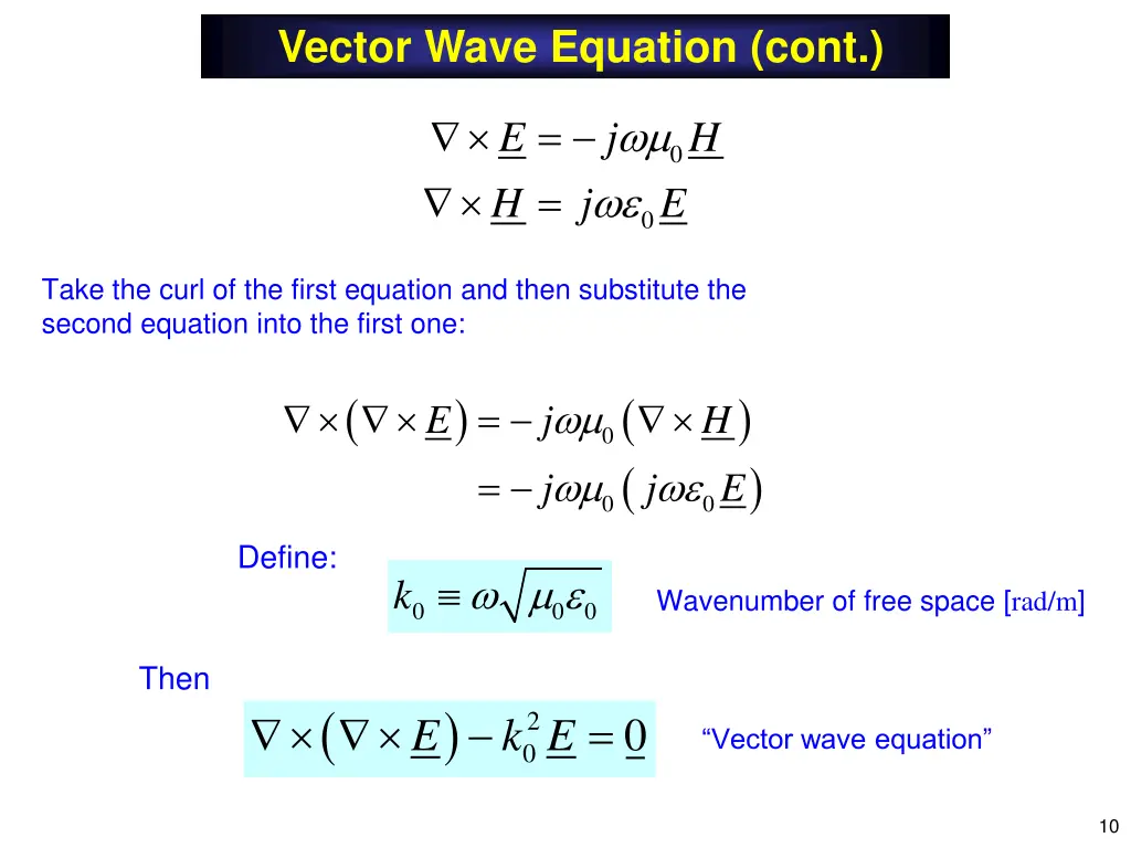 vector wave equation cont