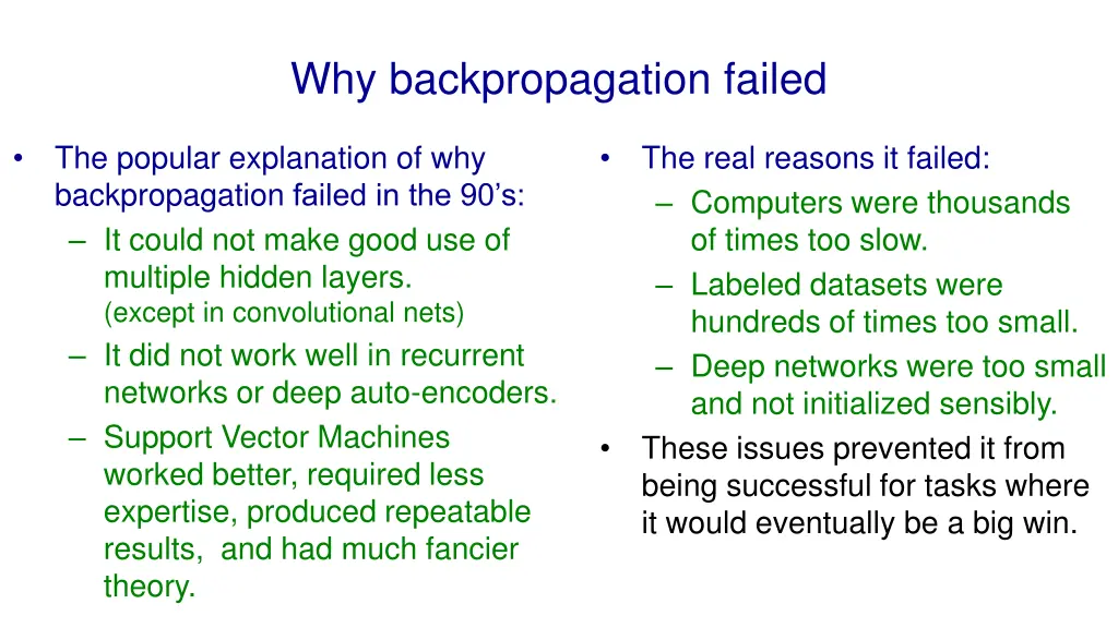 why backpropagation failed