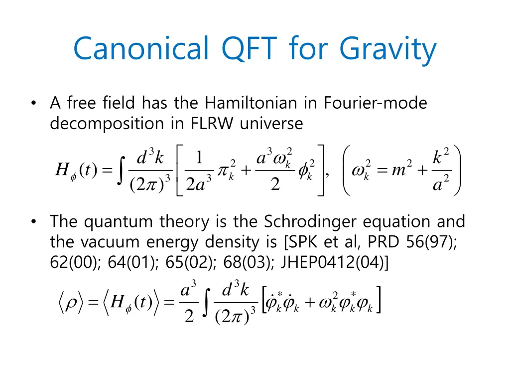 canonical qft for gravity