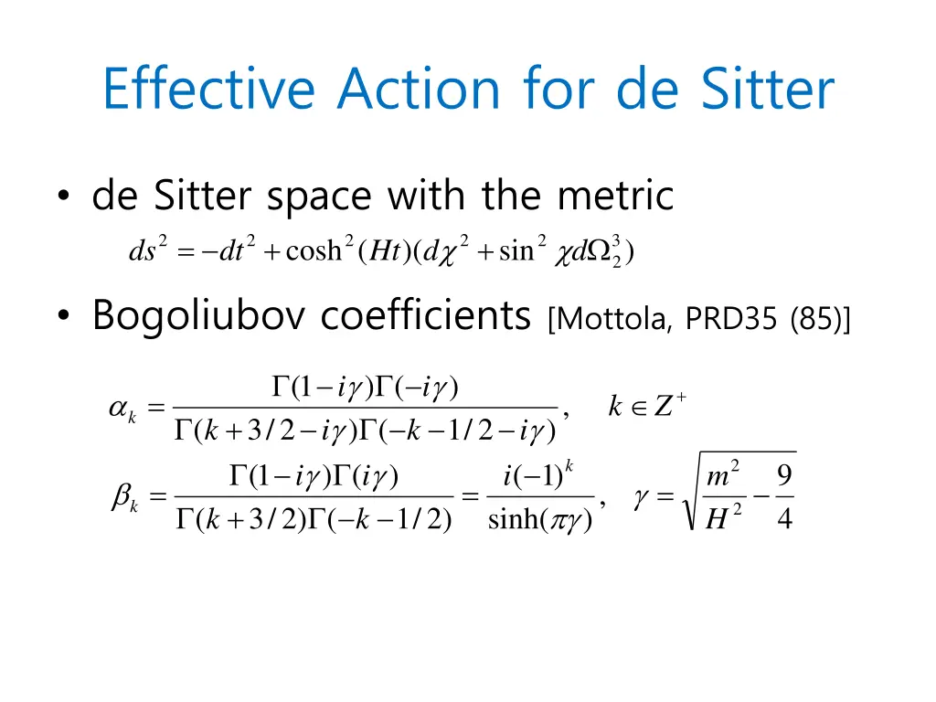 effective action for de sitter