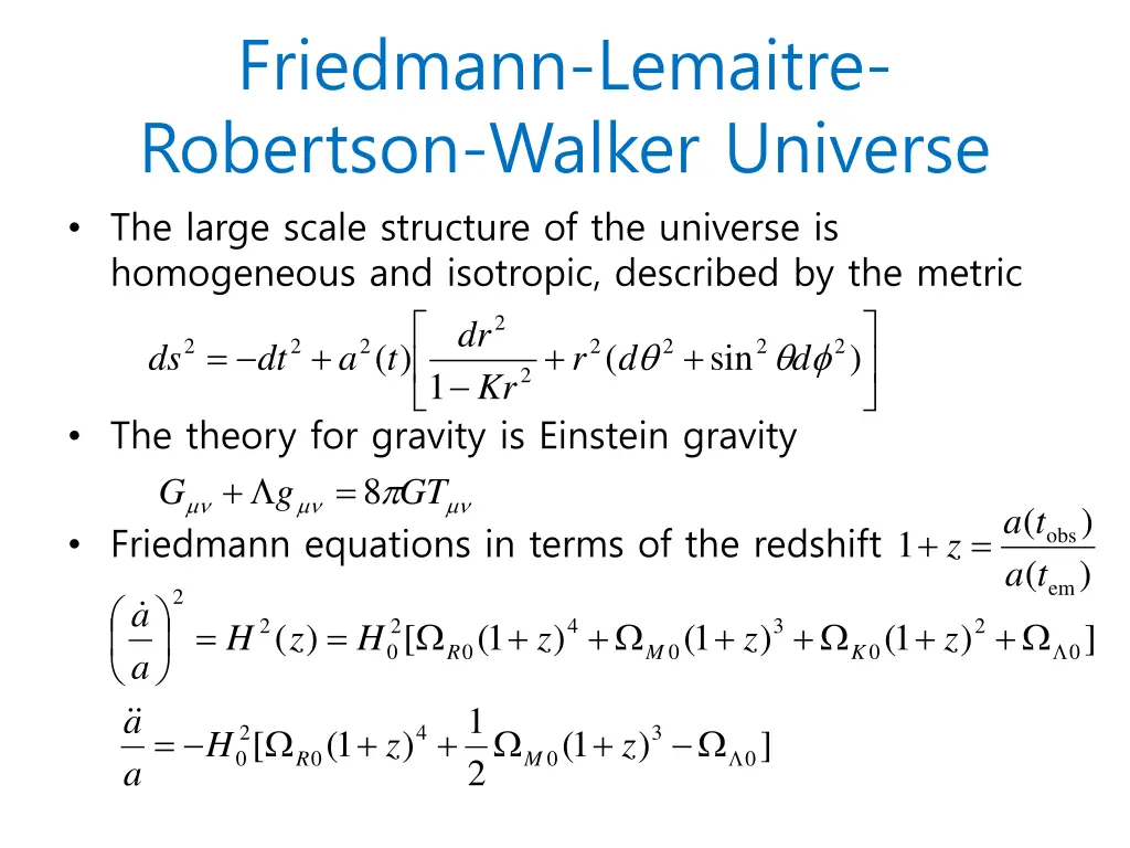 friedmann lemaitre robertson walker universe